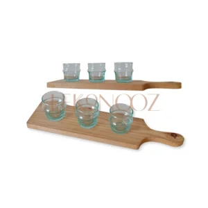 Set of 3 verrines glasses and wooden tray