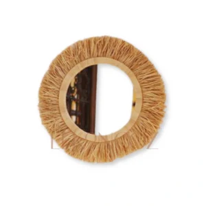 Raffia wall mirror