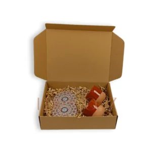 Moroccan Zelij/Zellige Saucer with Handmade Clay Mugs. Gift box Walili Morocco.