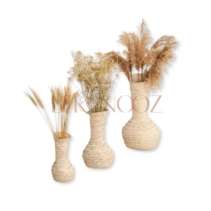 Natural fiber palm leaf vase