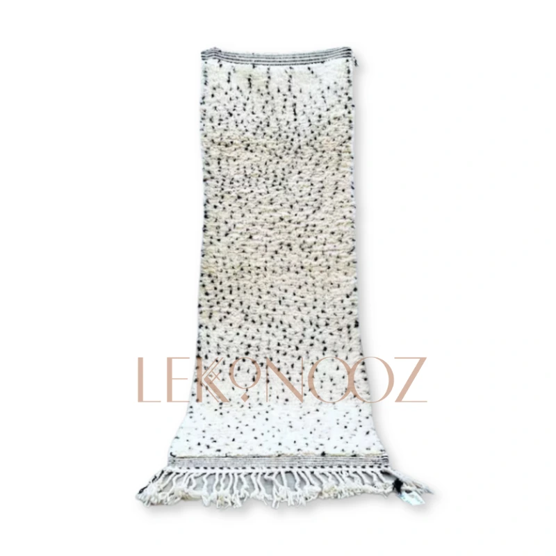 Beni Ourain rug runner with black dots