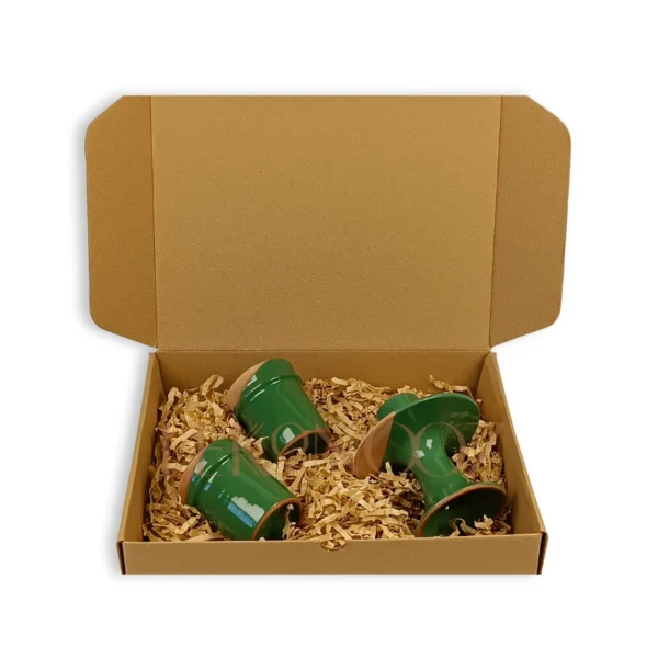 Moroccan Beldi Clay Cups - Gift Box Green Tetouan