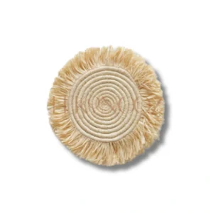 Handwoven Raffia Coasters with Fringes- Pack of 4